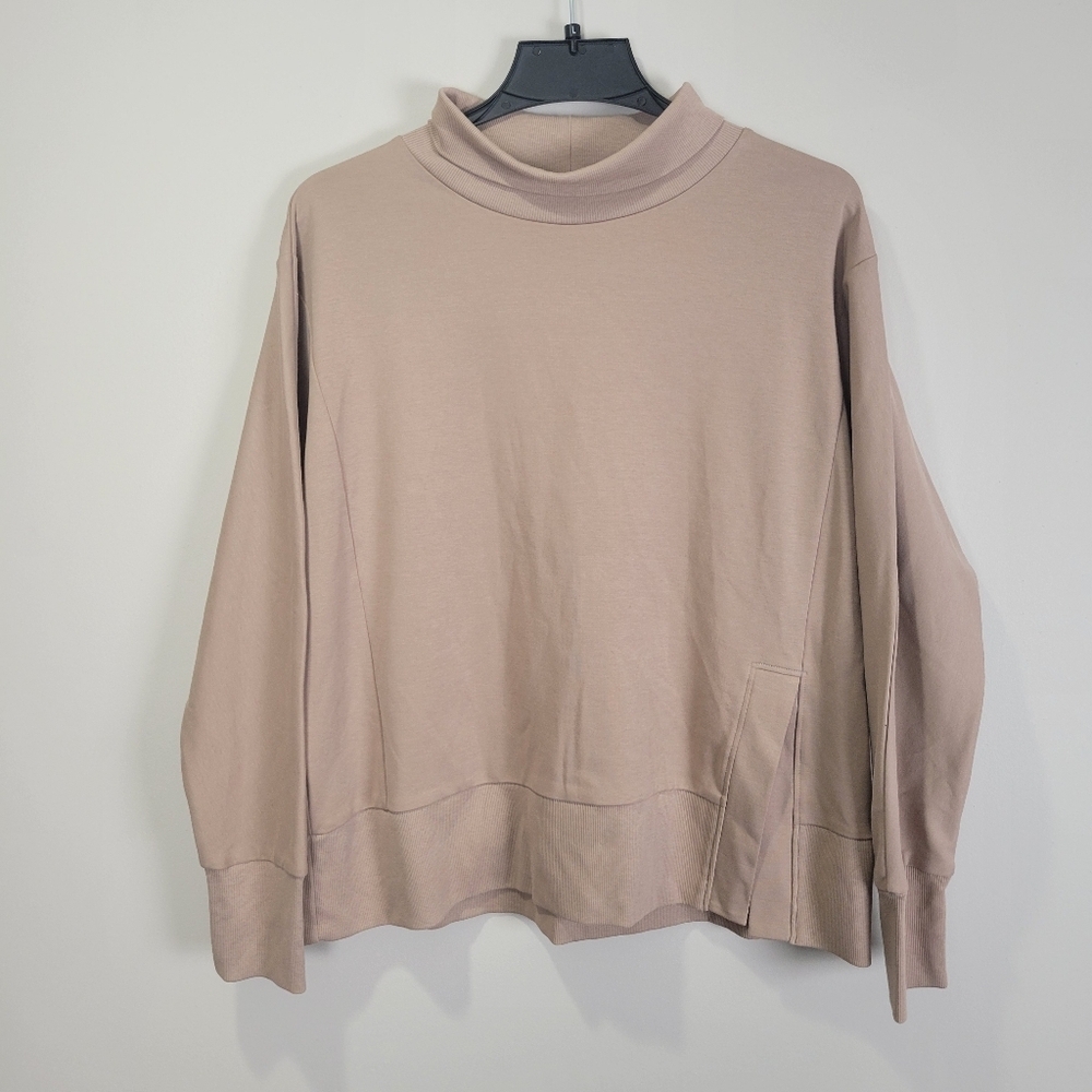 NEW Haven Well Within Mock-neck Sweatshirt Womens Large Tan Relaxed Fit Lounge
